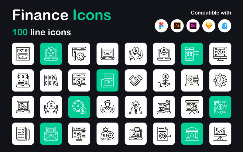 Business and Finance Linear Icons Icon Set
