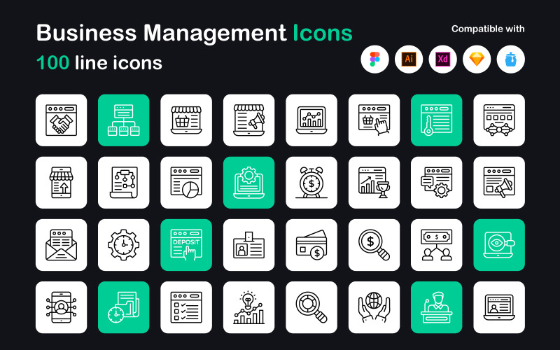 Business Management Linear Icons Icon Set