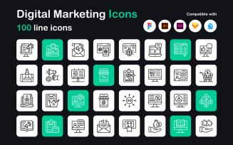 Digital Marketing Linear Icons