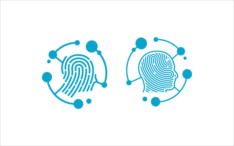 Head fingerprint scanner vector template Logo Template