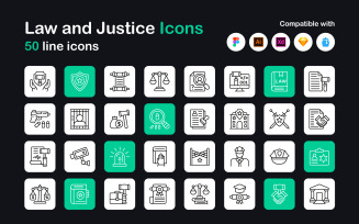 Law and Justice Linear Icons