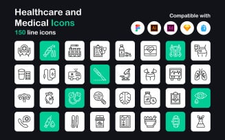 Medical and healthcare linear icons