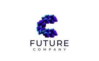 Techno Block Futuristic Letter C Logo