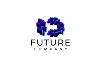 Techno Block Futuristic Letter D Logo