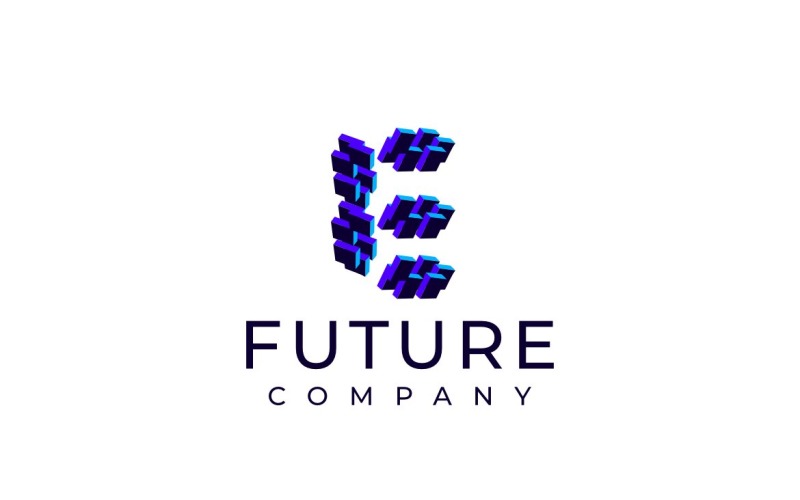 Techno Block Futuristic Letter E Logo Logo Template