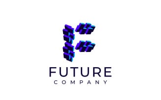 Techno Block Futuristic Letter F Logo