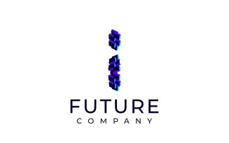 Techno Block Futuristic Letter I Logo