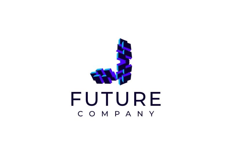 Techno Block Futuristic Letter J Logo Logo Template