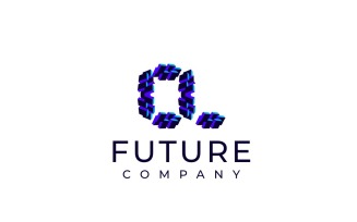 Techno Block Futuristic Letter Q Logo