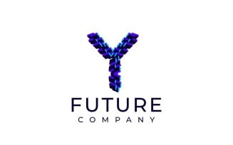 Techno Block Futuristic Letter Y Logo