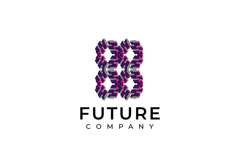 Abstract Techno Block Futuristic Flat Logo Logo Template