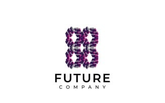 Abstract Techno Block Futuristic Flat Logo
