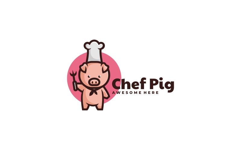 Chef Pig Mascot Cartoon Logo Logo Template