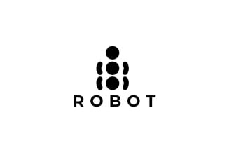 Flat Unique Robot Tech Logo