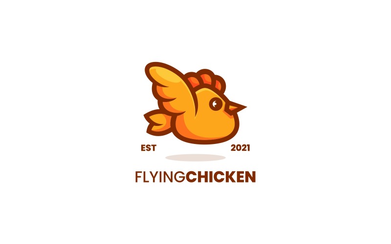 Flying Chicken Simple Mascot Logo Logo Template
