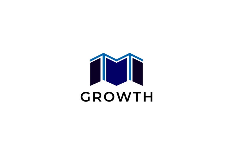 Letter M Arrow Grow Flat Logo Logo Template