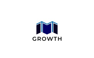 Letter M Arrow Grow Flat Logo