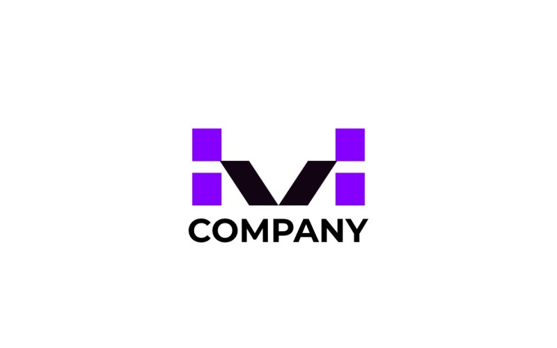 Monogram HV Letter Modern Pixel Logo Logo Template