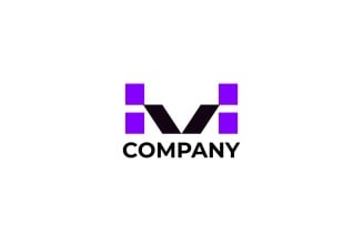 Monogram HV Letter Modern Pixel Logo