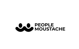 People Moustache Dual Meaning Logo