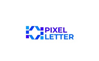 Pixel H Blue Modern Flat Logo