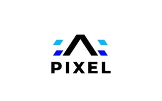 Pixel Letter A Blue Dynamic Logo