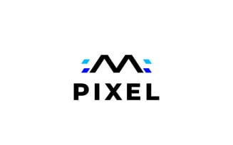 Pixel Letter M Blue Dynamic Logo