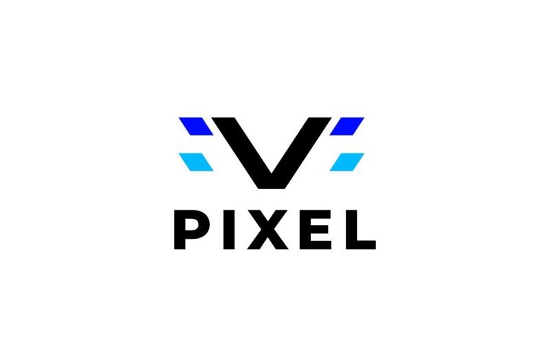 Pixel Letter V Blue Dynamic Logo Logo Template