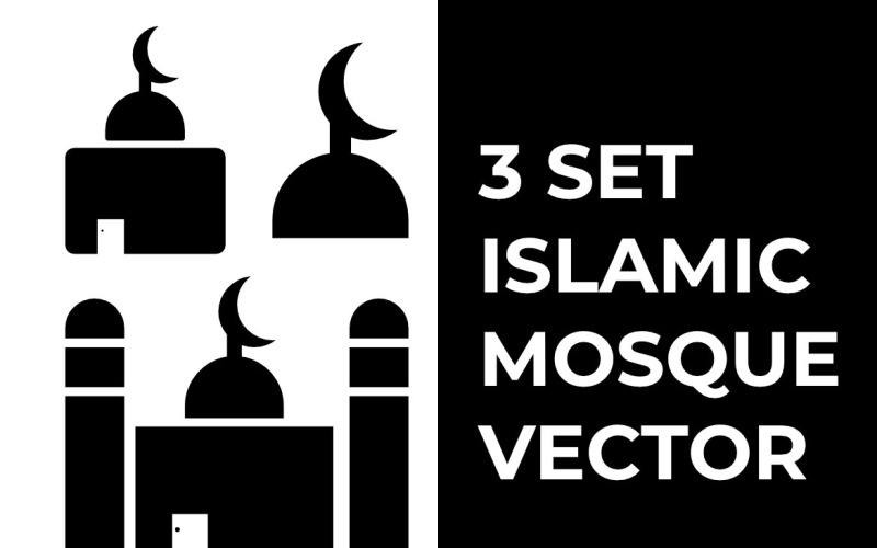 3 Set Islamic Mosque Vector Icon Logo Template