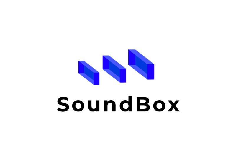Sound Box Dimension Flat Logo Logo Template