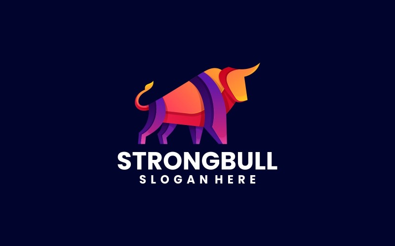 Strong Bull Colorful Logo Style Logo Template