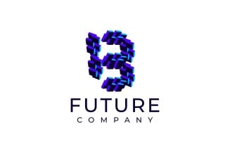 Techno Block Futuristic Letter B Logo
