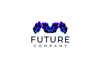 Techno Block Futuristic Letter M Logo