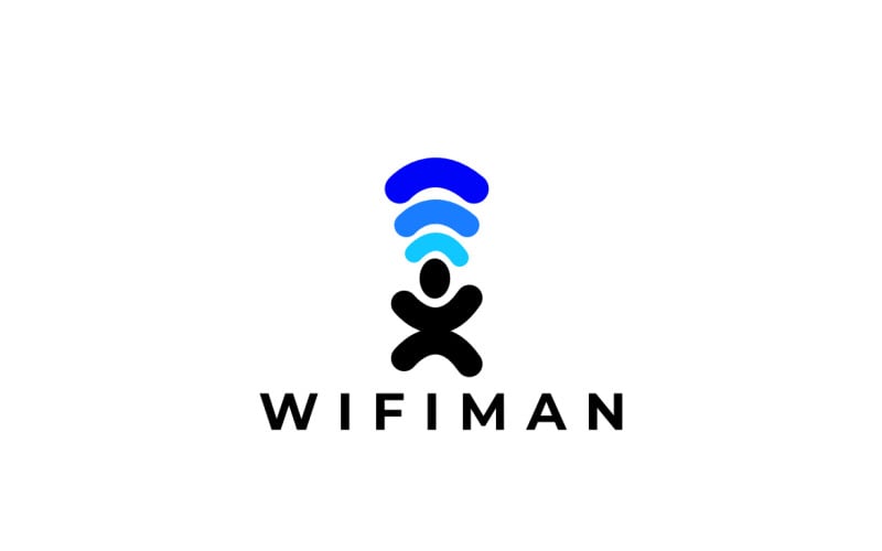 Wifi Man Dual Meaning Logo Logo Template