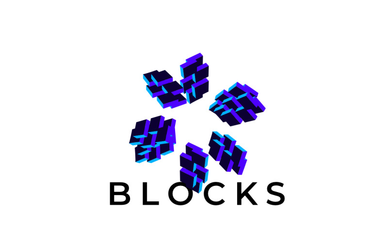 Abstract Futuristic Block Logo Logo Template