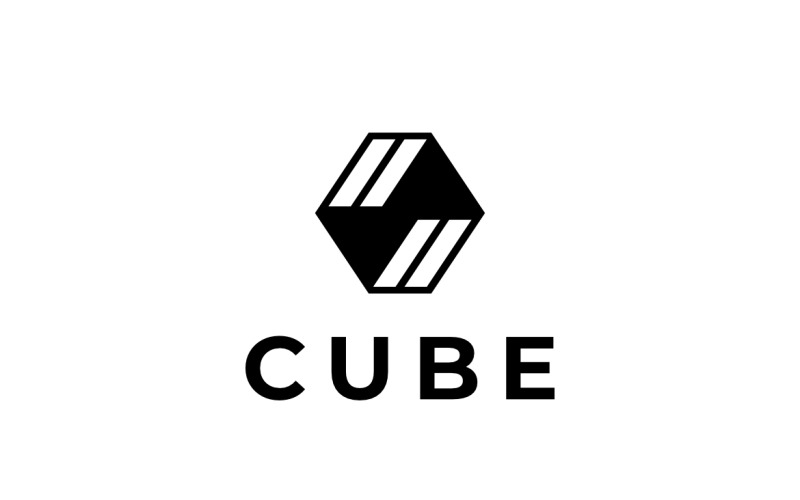 Black Cube Flat Modern Logo Logo Template