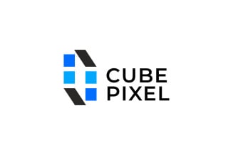 Cube Pixel Flat Abstract Logo