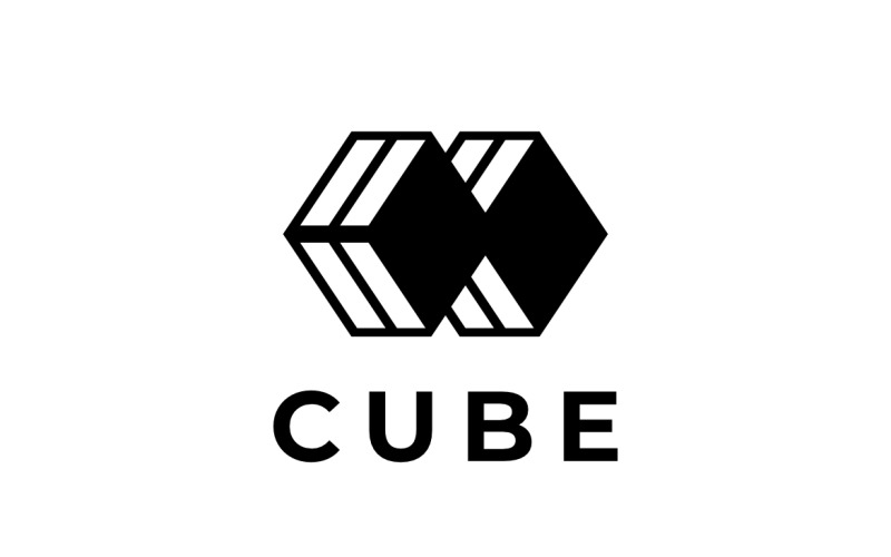 Double Cube Black Flat Logo Logo Template