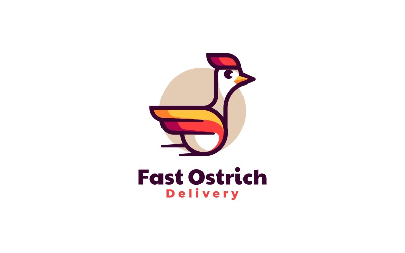 Fast Ostrich Simple Mascot Logo Logo Template