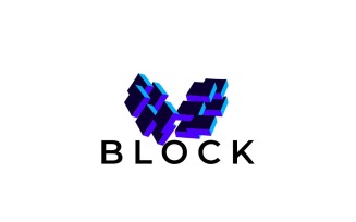 Future Letter V Block Logo