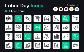 Labour Day Linear Icons Pack