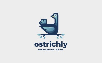 Ostrich Simple Mascot Logo