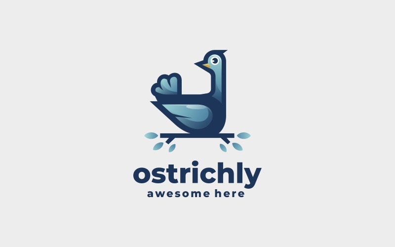 Ostrich Simple Mascot Logo Logo Template