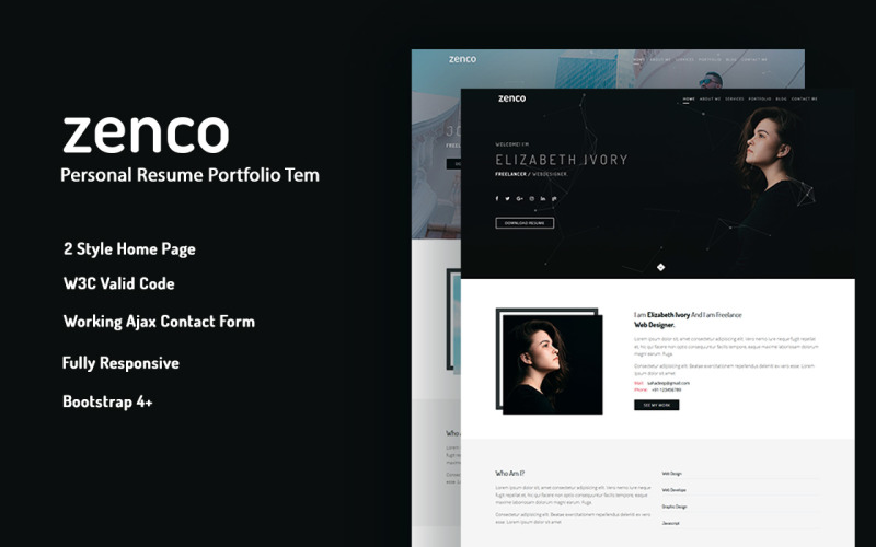 Zenco - Responsive Resume Template Website Template