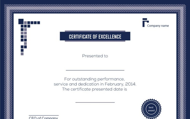 Award Certificate Templates for Excellence Carrier