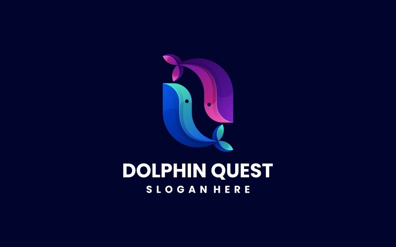 Dolphin Quest Gradient Logo Logo Template