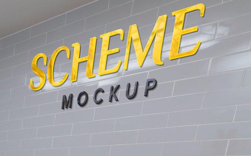 Logo Mockup 3d Modern Wall Sign PSD Product Mockup