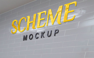 Logo Mockup 3d Modern Wall Sign PSD