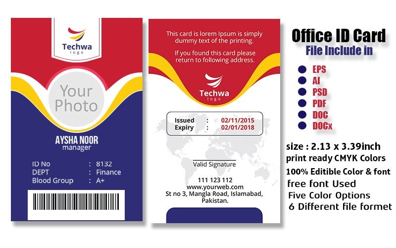 Multipurpose Office ID Card Template Corporate Identity