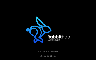 Rabbit Line Art Gradient Logo